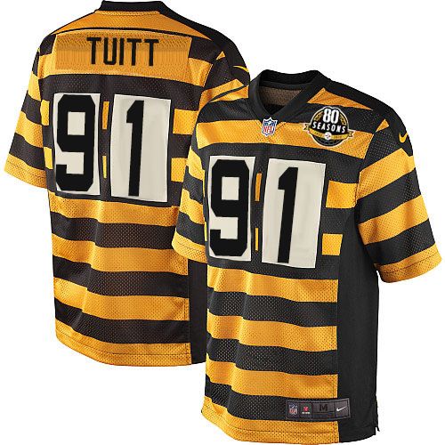 Youth Elite Stephon Tuitt 80th Anniversary Nike Jersey Gold/Black Alternate - #91 Throwback NFL Pittsburgh Steelers